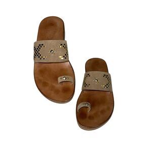 Calleen Cordero Studded Brown Leather Aveda W Sandal Size 7 Tan